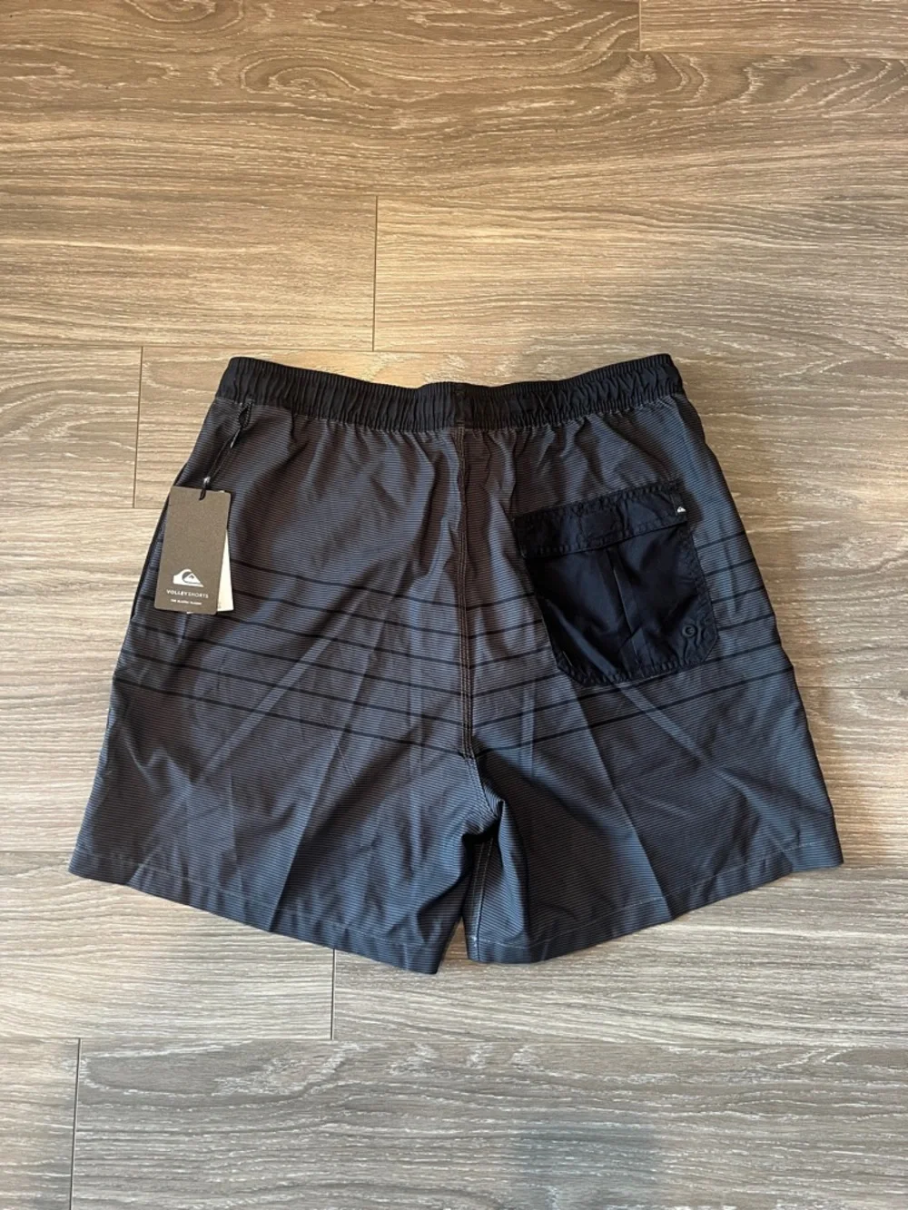 Quiksilver Grey and Black Striped Volley Shorts